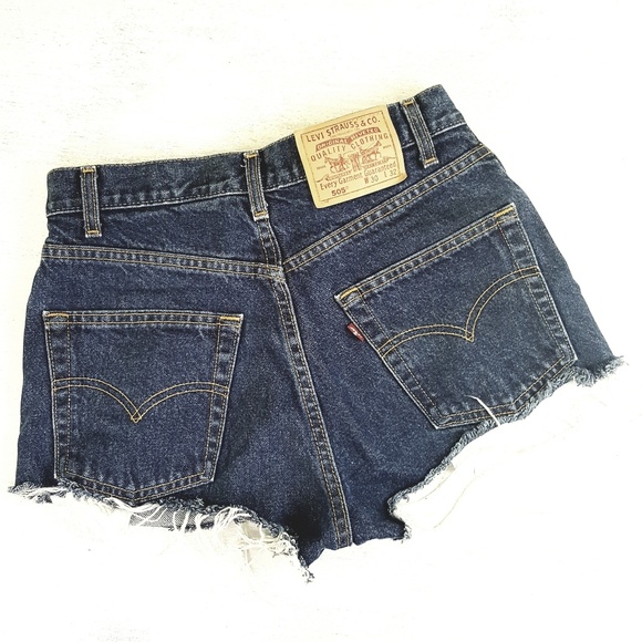 Levi's // 505 Cut Off High-Rise Dark Denim Shorts - Picture 3 of 8